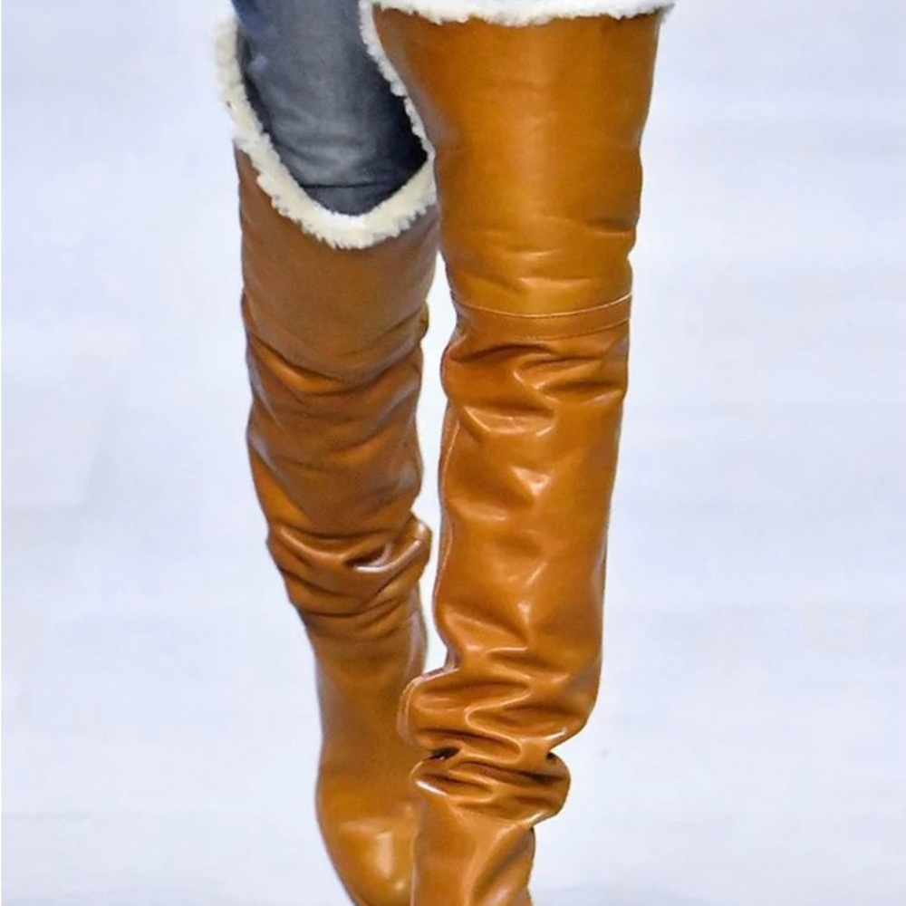 Celine Knee-High leather/sherling Boots